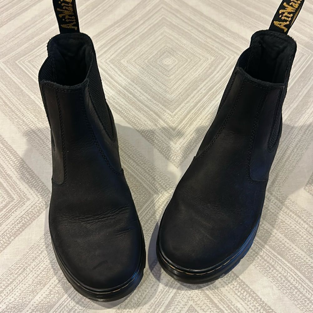Dr. Martens AirWair Black Platform Slip-On Ankle Boots Size 8W / 7M